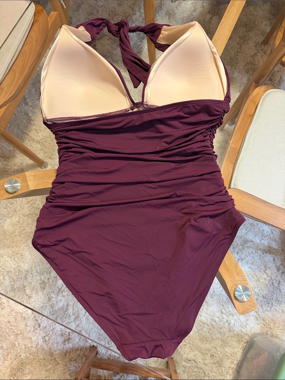 Victoria's Secret Deep Plum Halter Ruched One-Piece Swimsuit - Picture 4 of 6